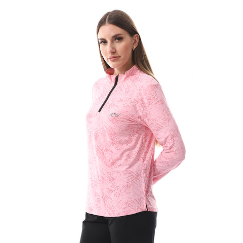 GRAPHC HAFZIP SHORT L/S TSHIRT - ROSE