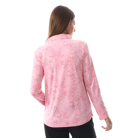 GRAPHC HAFZIP SHORT L/S TSHIRT - ROSE