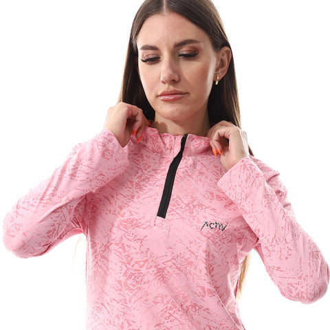 GRAPHC HAFZIP SHORT L/S TSHIRT - ROSE