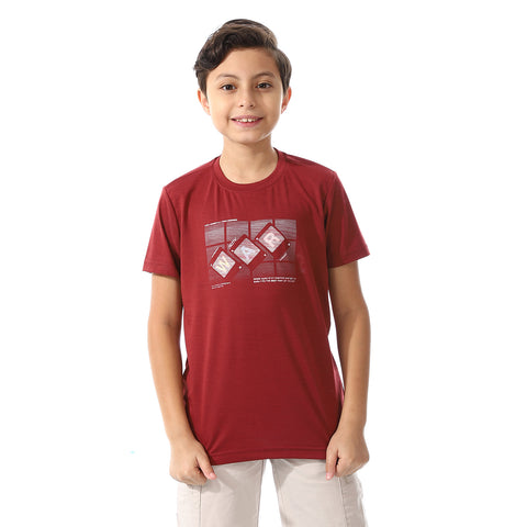 ACTIVEW MEN'S BASIC T-SHIRT - BURGANDY