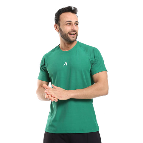 REGLAN SLEVE RIB BASIC T-SHIRT - GREEN