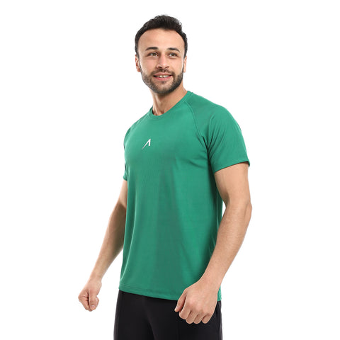 REGLAN SLEVE RIB BASIC T-SHIRT - GREEN