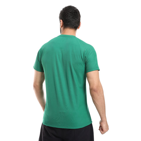 REGLAN SLEVE RIB BASIC T-SHIRT - GREEN