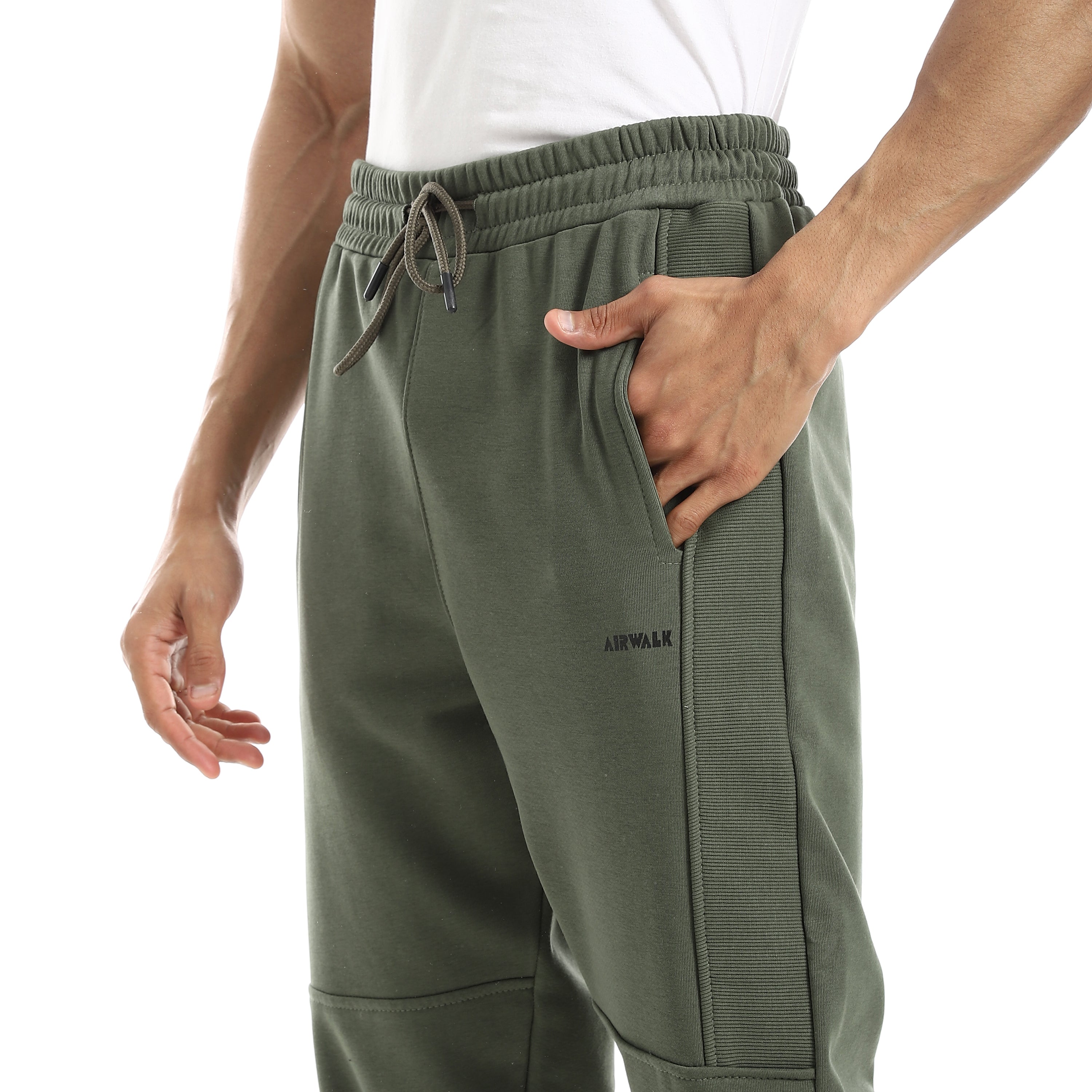 AIRWALK MEN'S MELTON JOGGERS - OLIVE