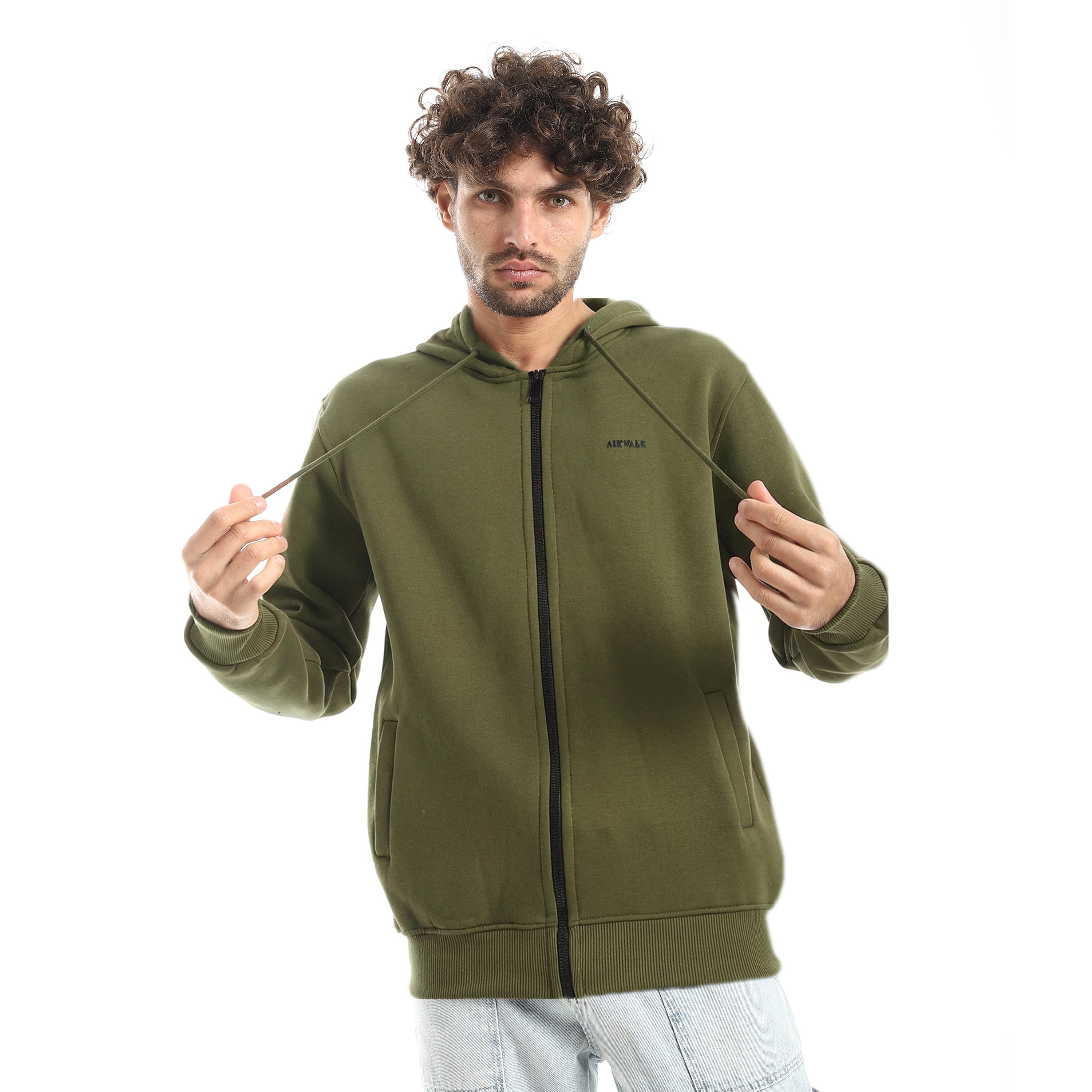 AIRWALK MEN'S FULL-ZIP HOODIE - OLIVE