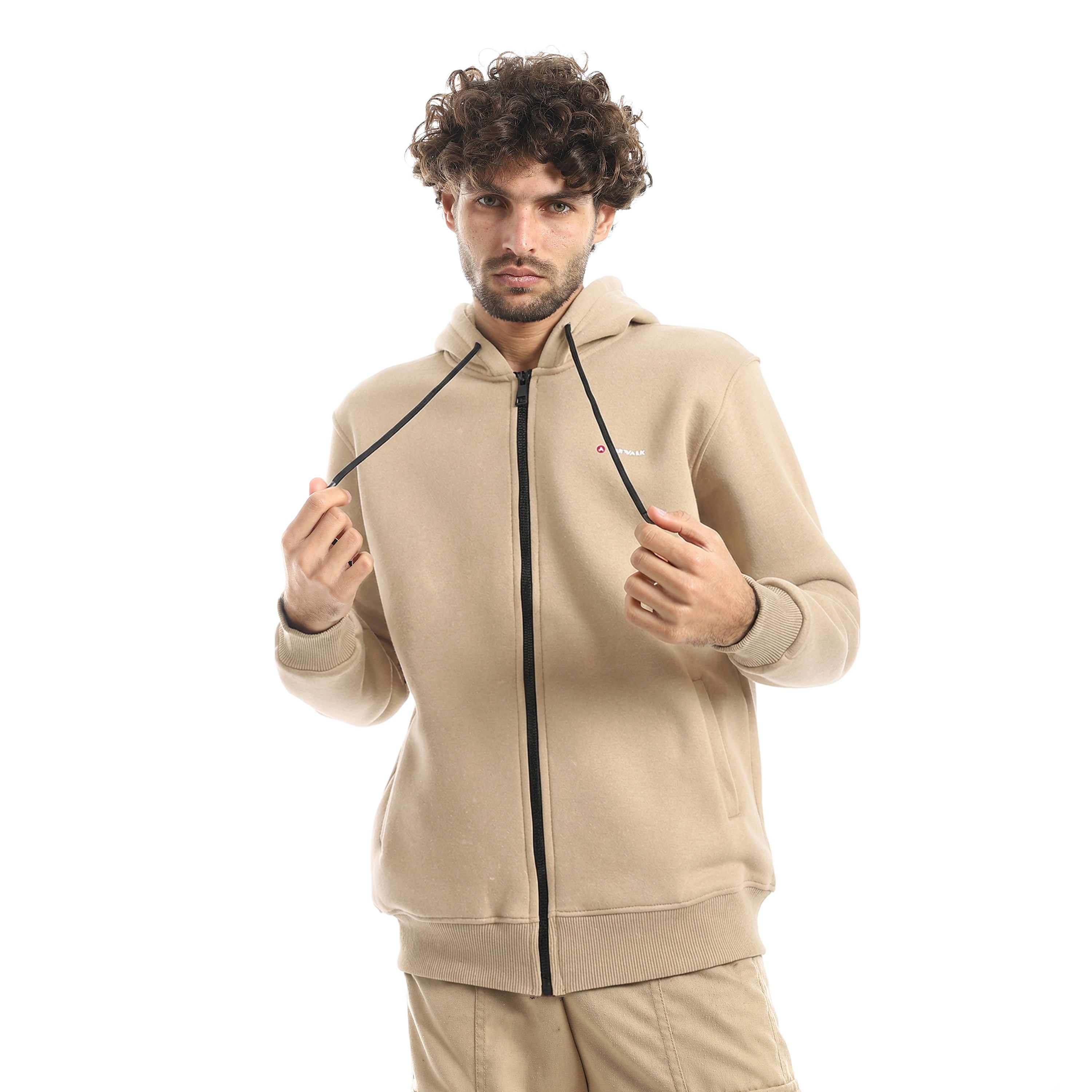 AIRWALK MEN'S FULL-ZIP HOODIE - BEIGE