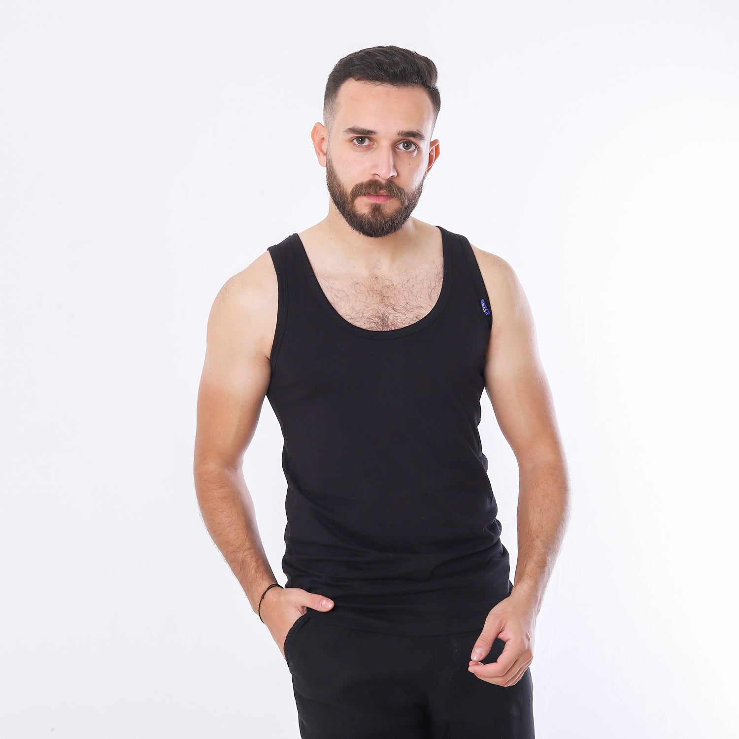 ACTIV MEN'S SINGLET - BLACK 