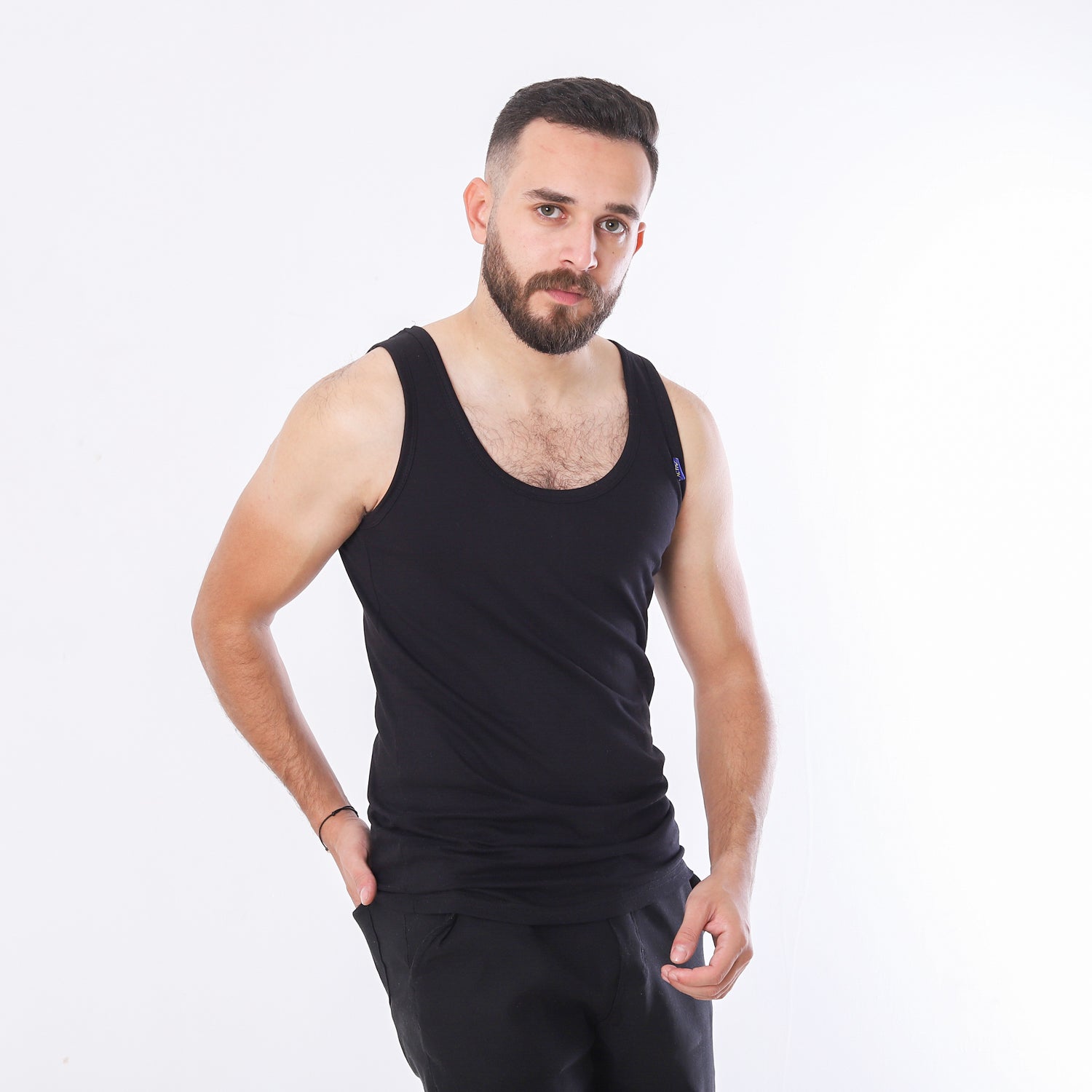 ACTIV MEN'S SINGLET - BLACK 