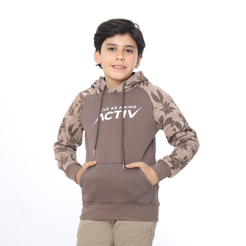 ACTIV KIDS HOODED SWEATSHIRT - COFFEE