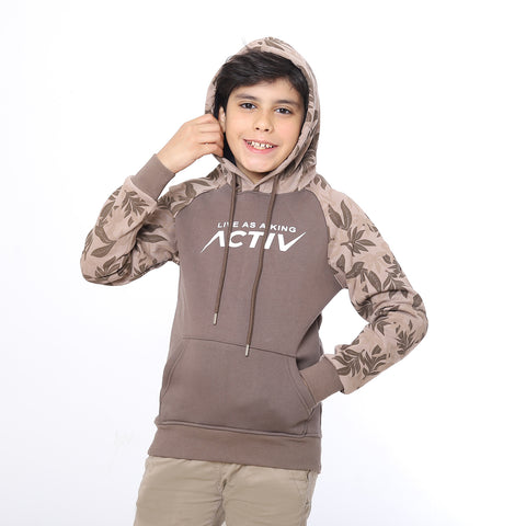 ACTIV KIDS HOODED SWEATSHIRT - COFFEE