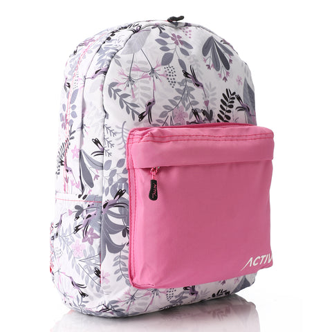 ACTIV GRAPHIC PADDED BACKPACK - WHT & GREY