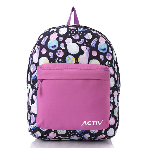 ACTIV GRAPHIC PADDED BACKPACK - BLK & PURP