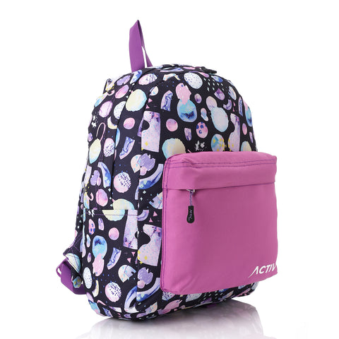 ACTIV GRAPHIC PADDED BACKPACK - BLK & PURP