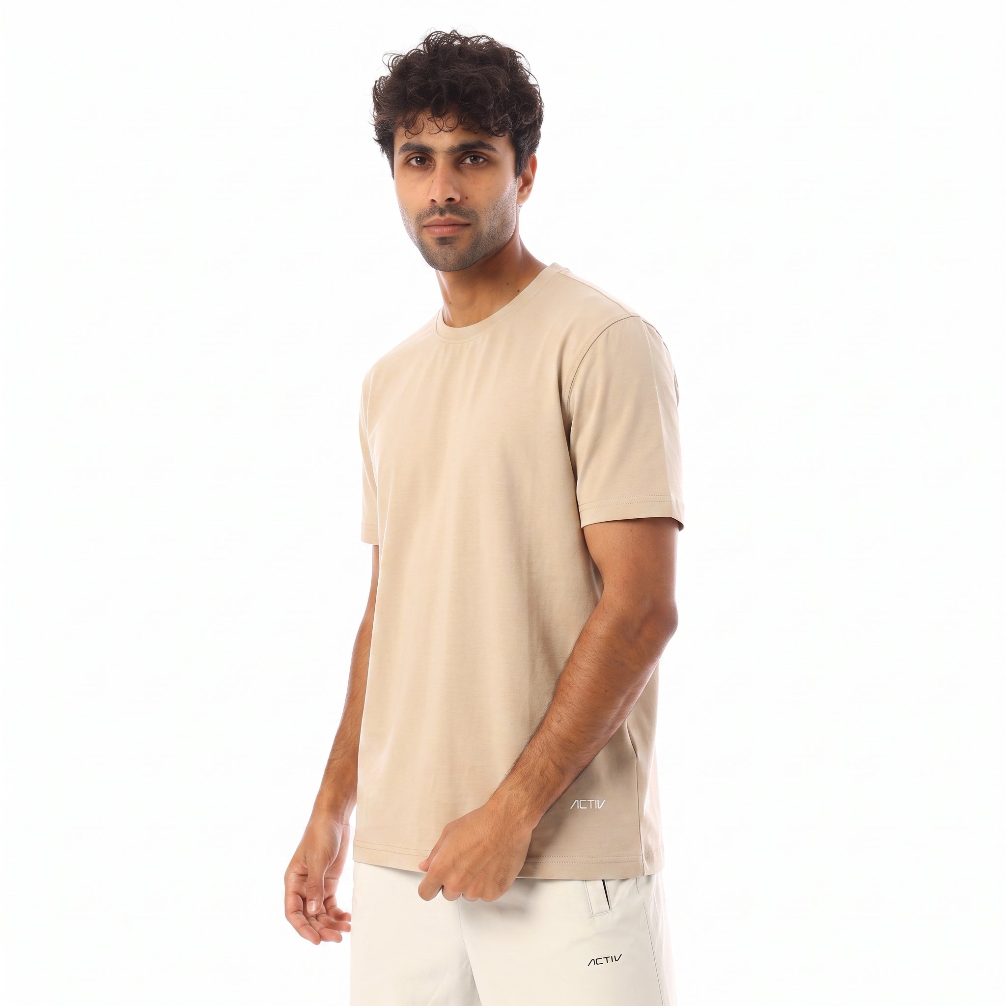 ACTIV MEN'S BASIC T-SHIRT - بيج