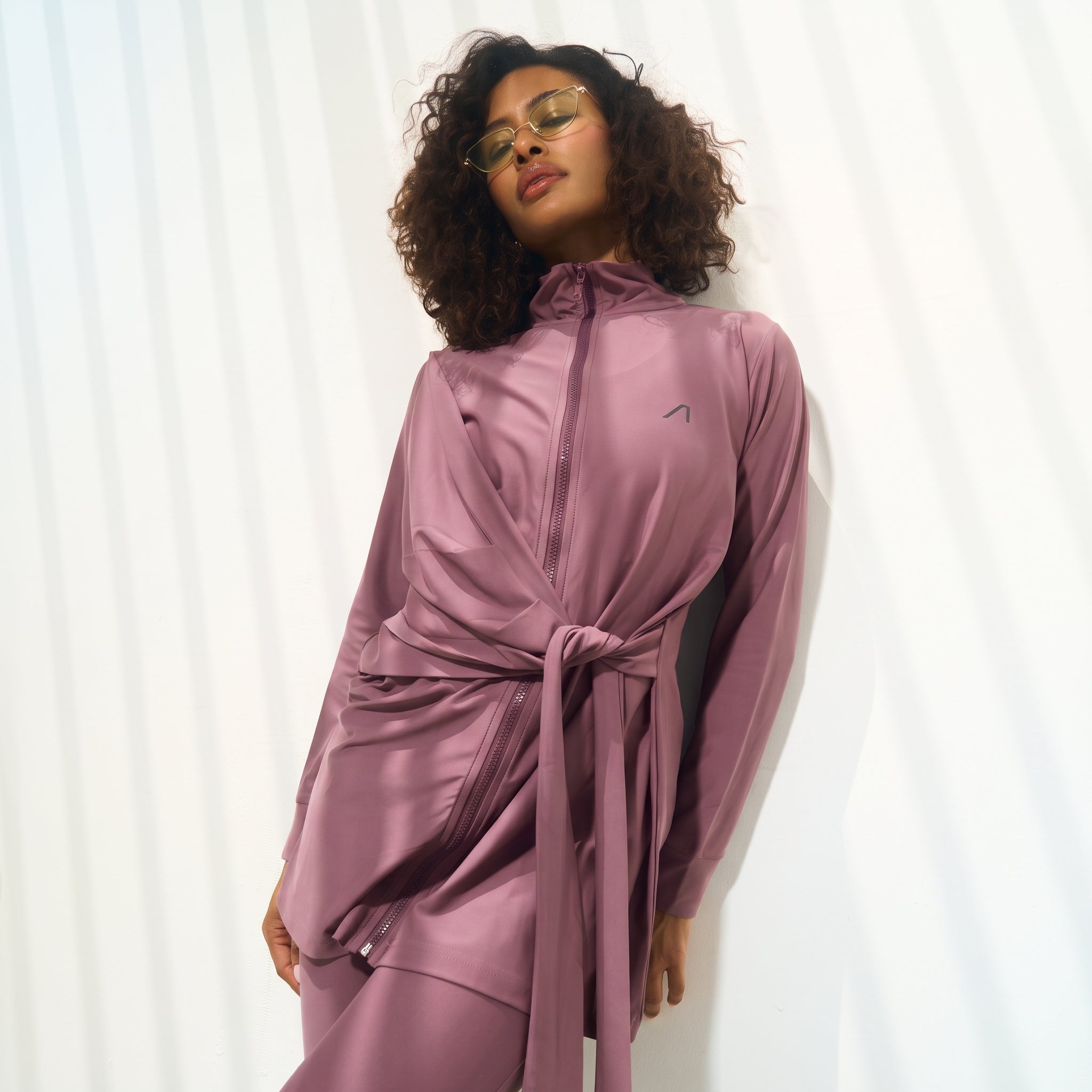 CREATIVE WARP ZIP BURKINI SET - MAUVE