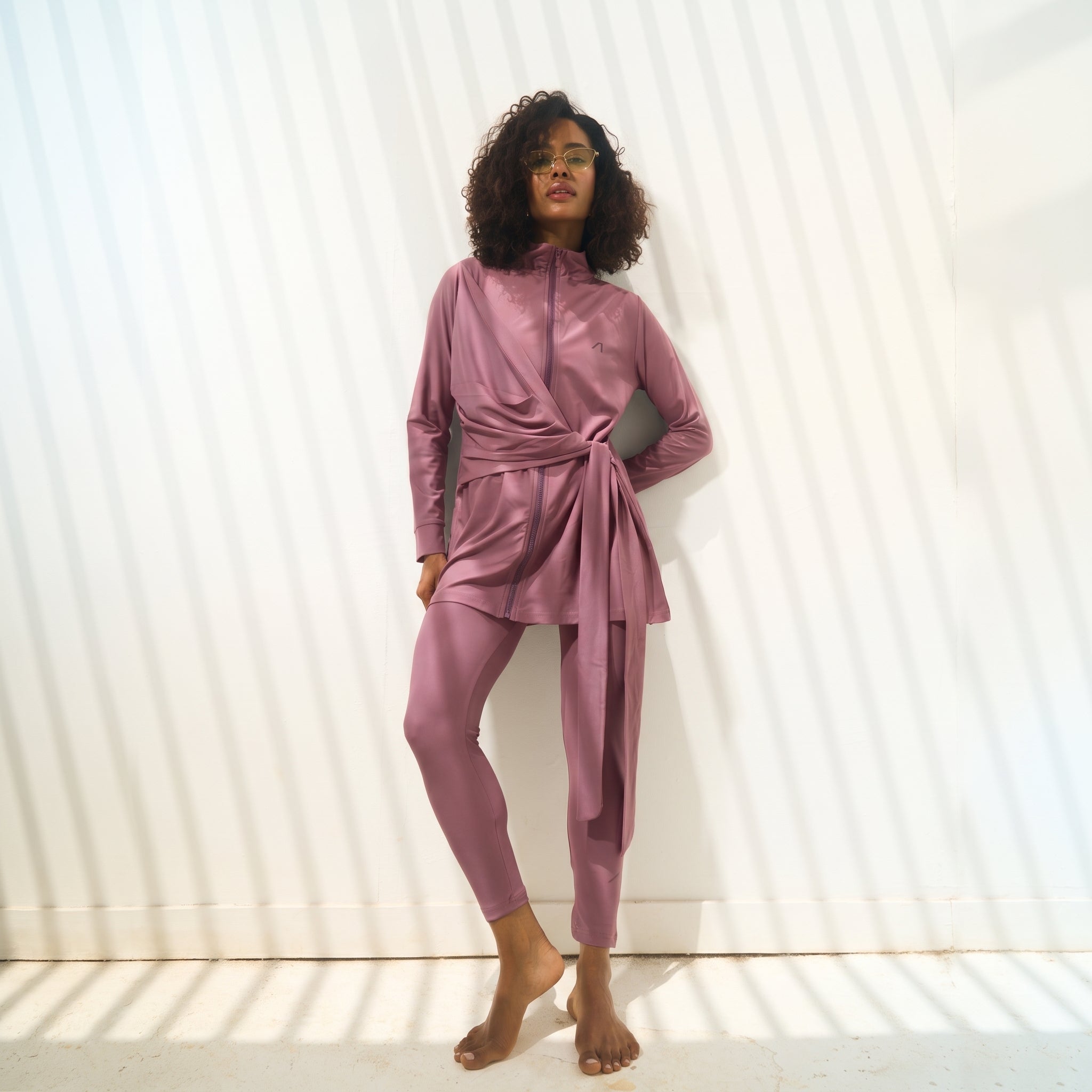 CREATIVE WARP ZIP BURKINI SET - MAUVE