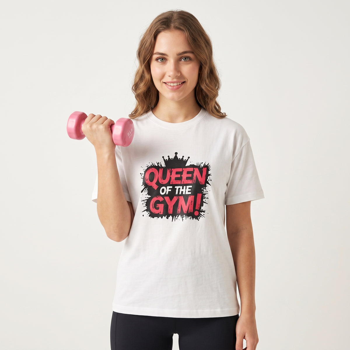 GYM QUEEN PRINT T-SHIRT - WHITE