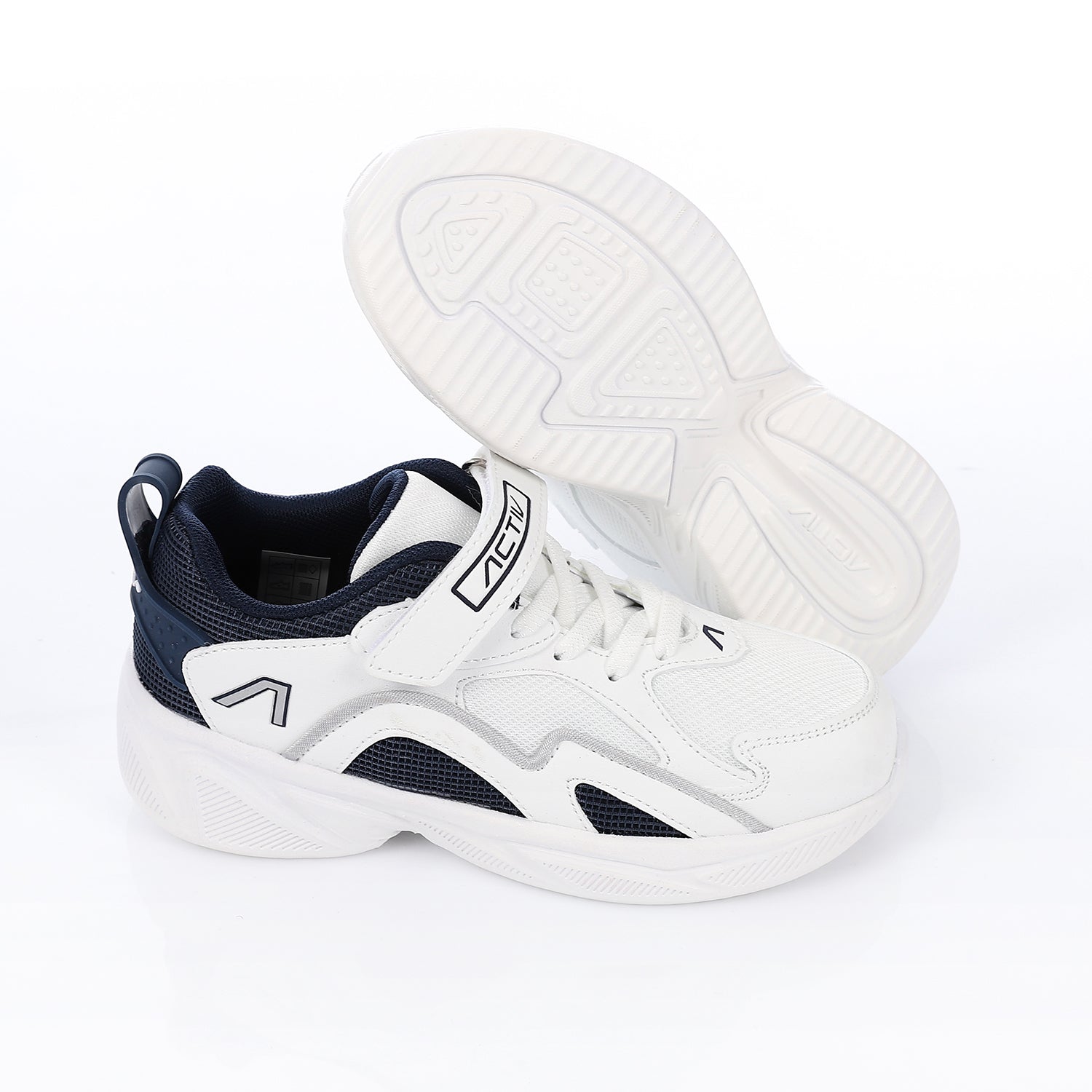 ACTIV KIDS VELCRO SHOES - WHT & NAVY