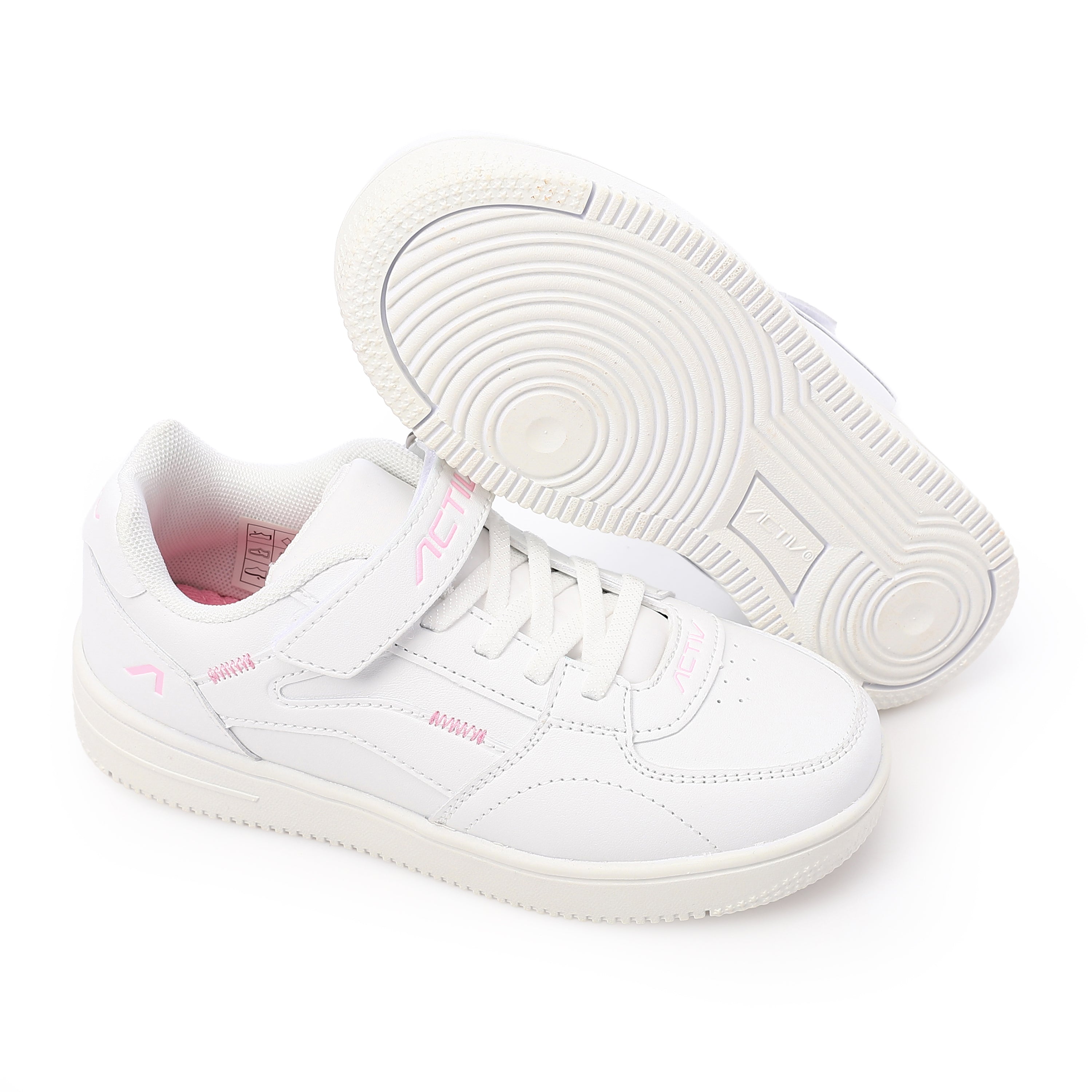 ACTIV KIDS VELCRO SHOES - WHT & PINK