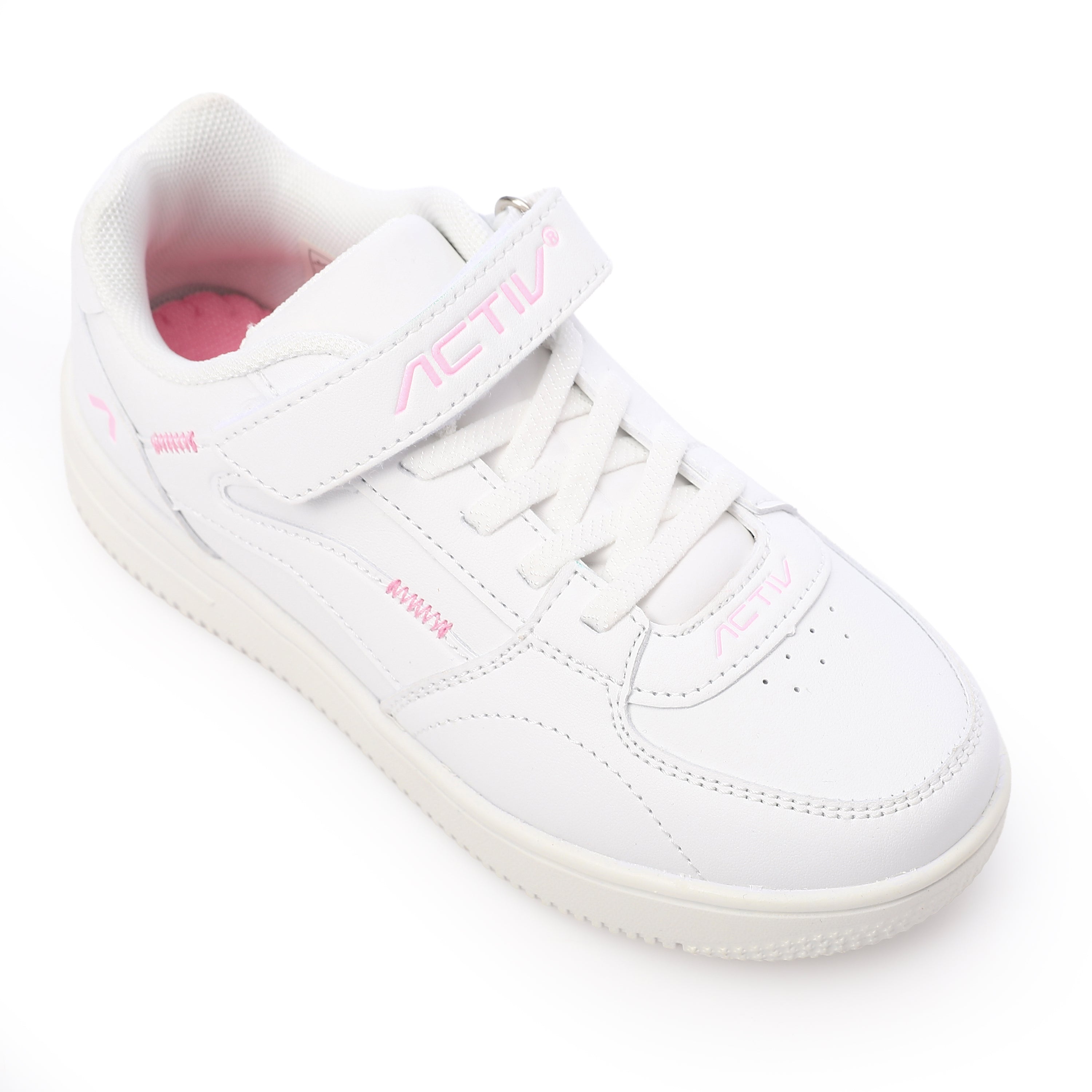 ACTIV KIDS VELCRO SHOES - WHT & PINK