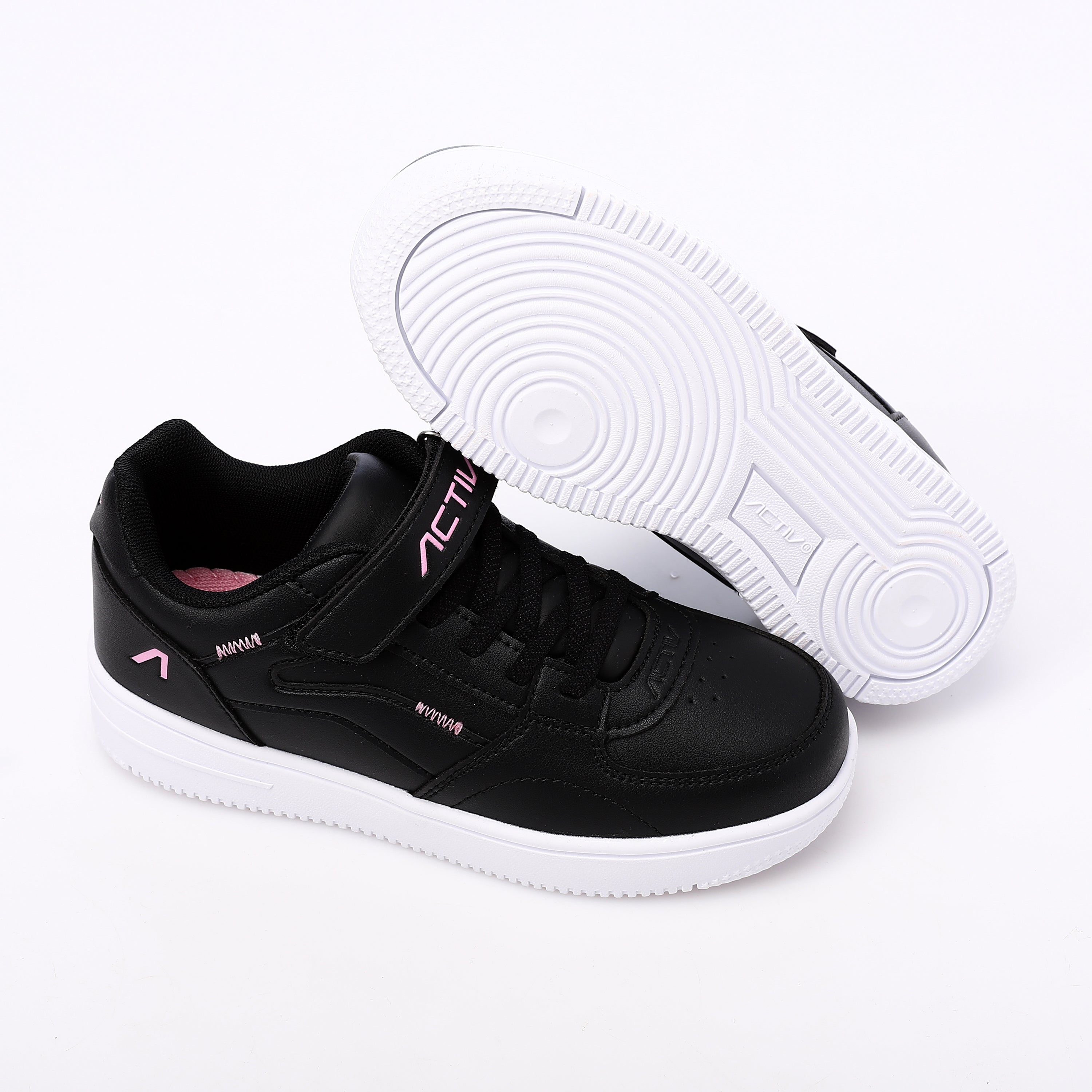 ACTIV KIDS VELCRO SHOES - BLK & PINK