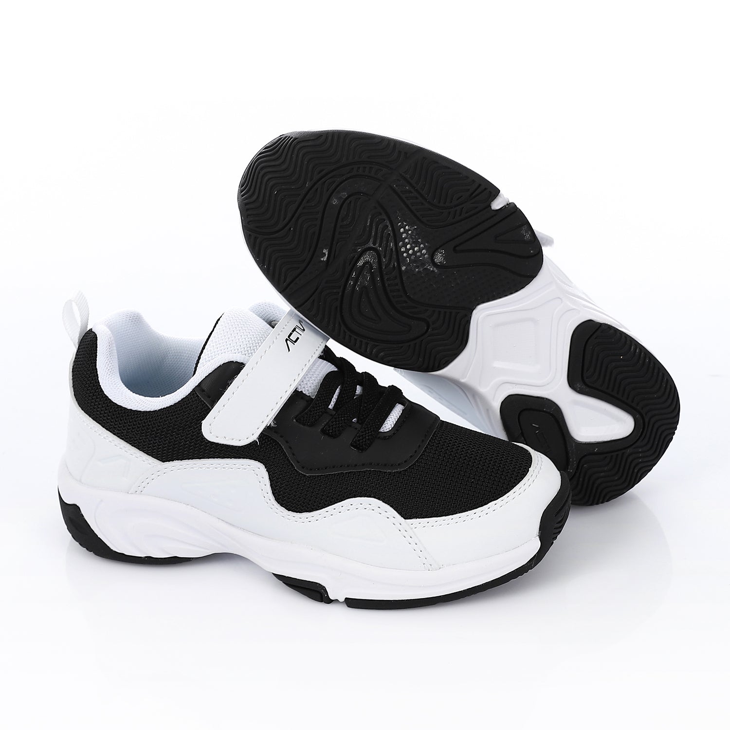 ACTIV KIDS VELCRO SHOES - WHT & BLK