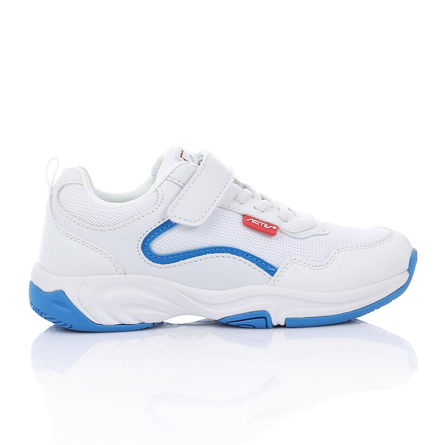 ACTIV KIDS VELCRO SHOES - WHT & BLUE