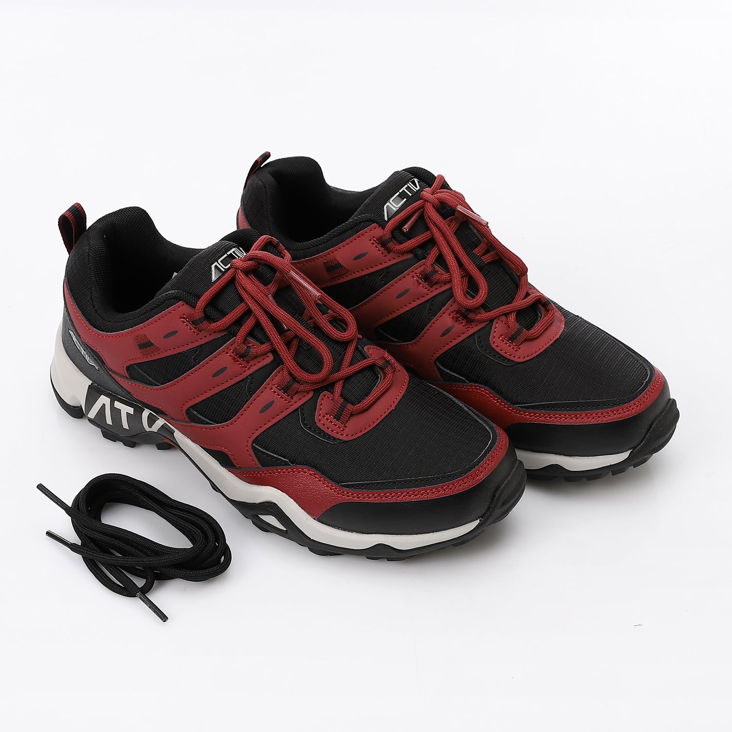 ACTIV MEN'S TREKKING SHOES - احمر غامق*اسود