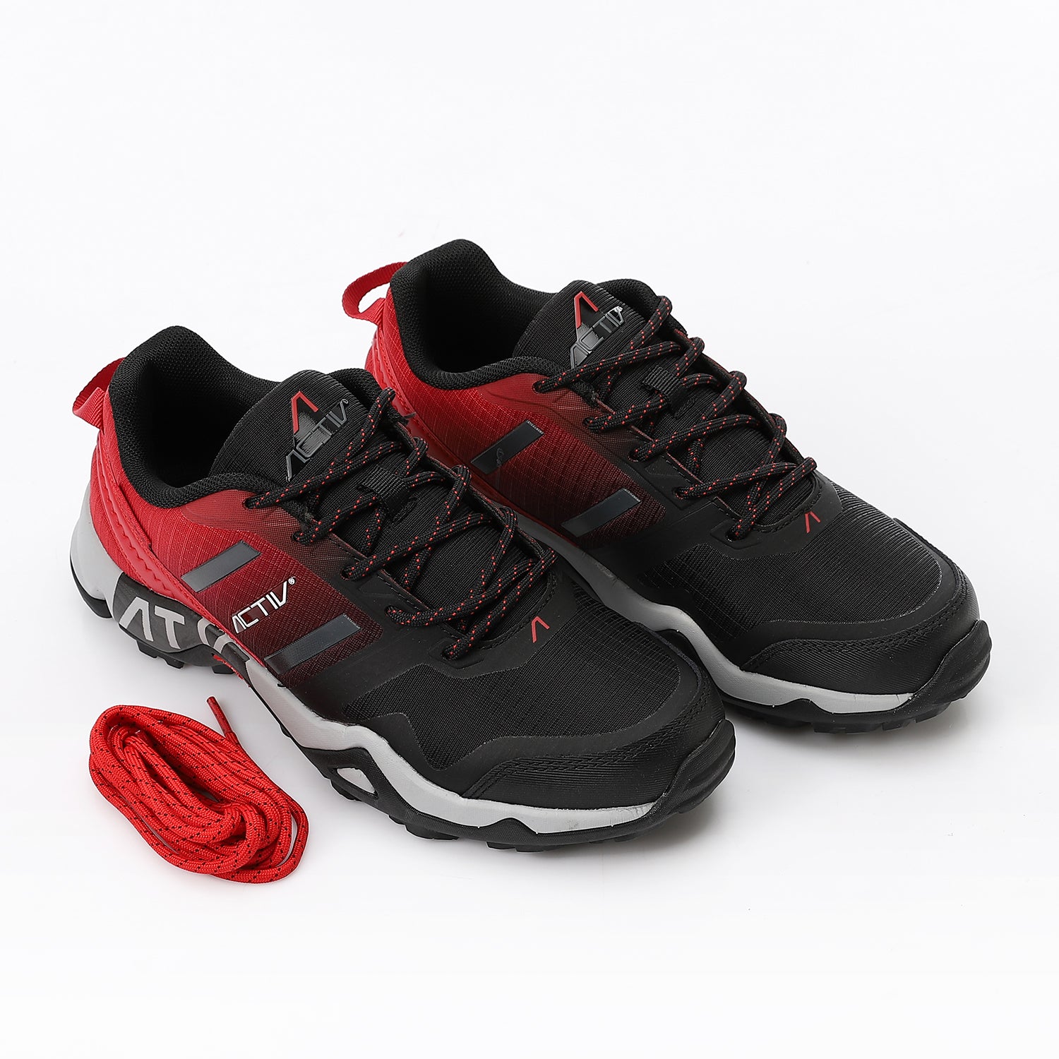 ACTIV WOMEN'S TREKKING SHOES - BLK &amp; RED 