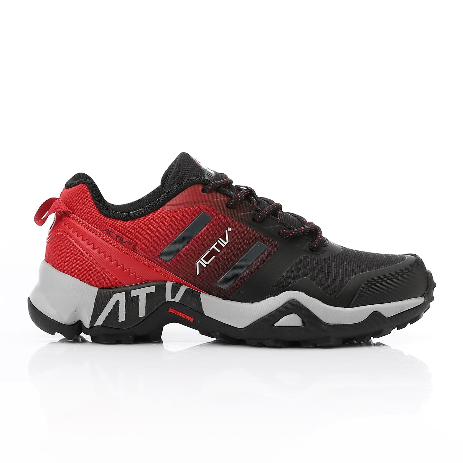 ACTIV WOMEN'S TREKKING SHOES - BLK &amp; RED 
