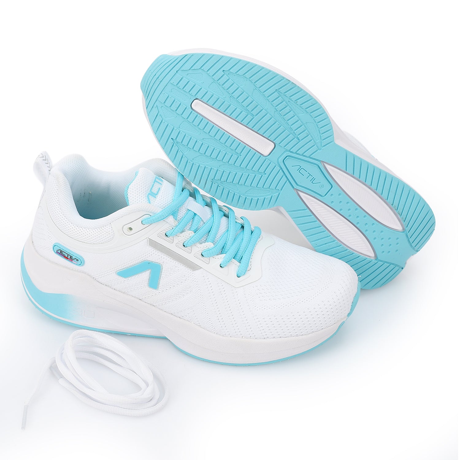 ACTIV MEN'S SHOES - WHT & CYAN