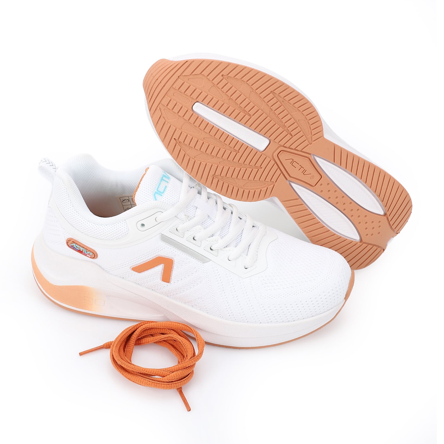ACTIV MEN'S SHOES - WHT & ORNG