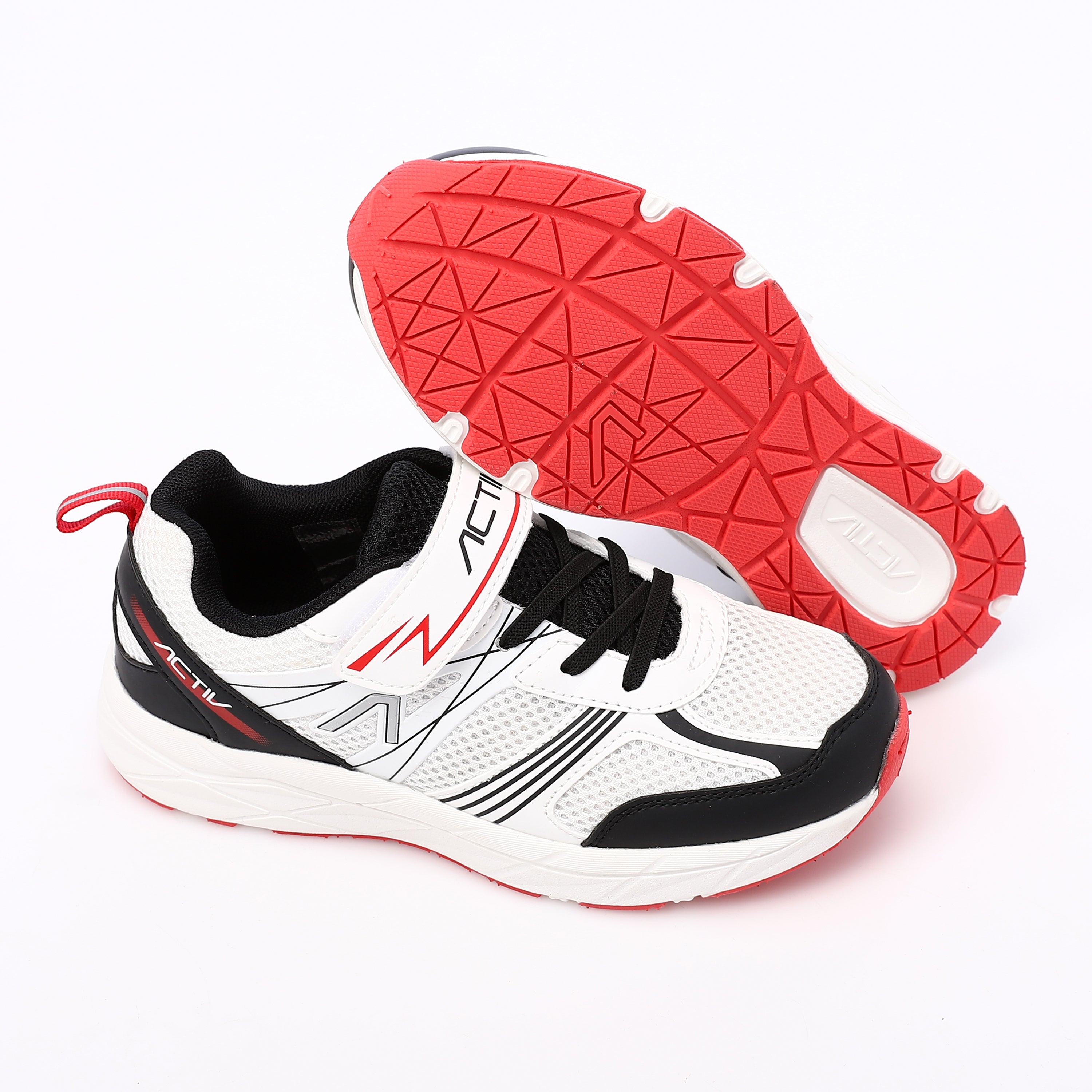 ACTIV KIDS FASHION VELCRO SHOE - ابيض اسود*احمر