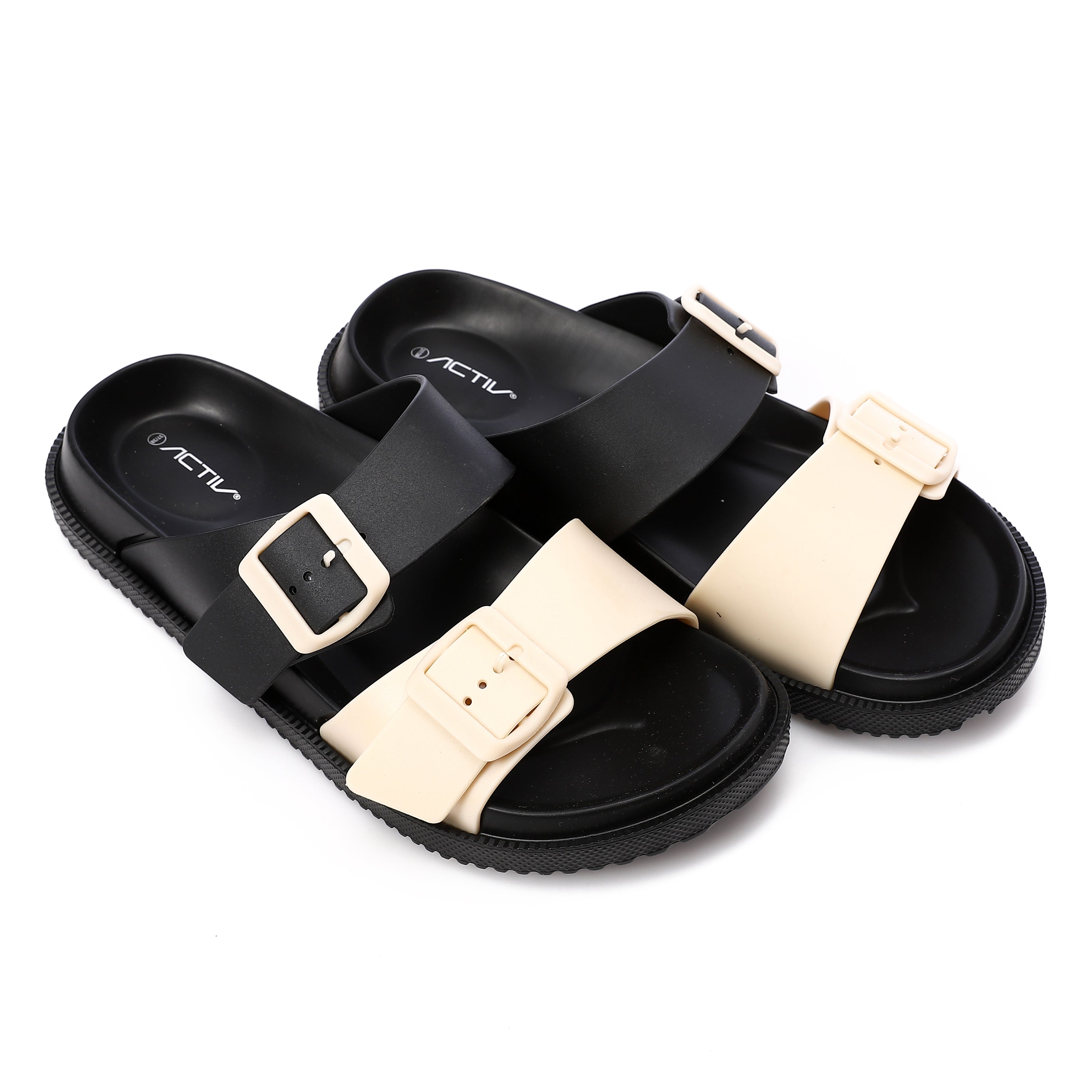 ACTIV WOMEN'S SLIPPER - BLK & BEIG