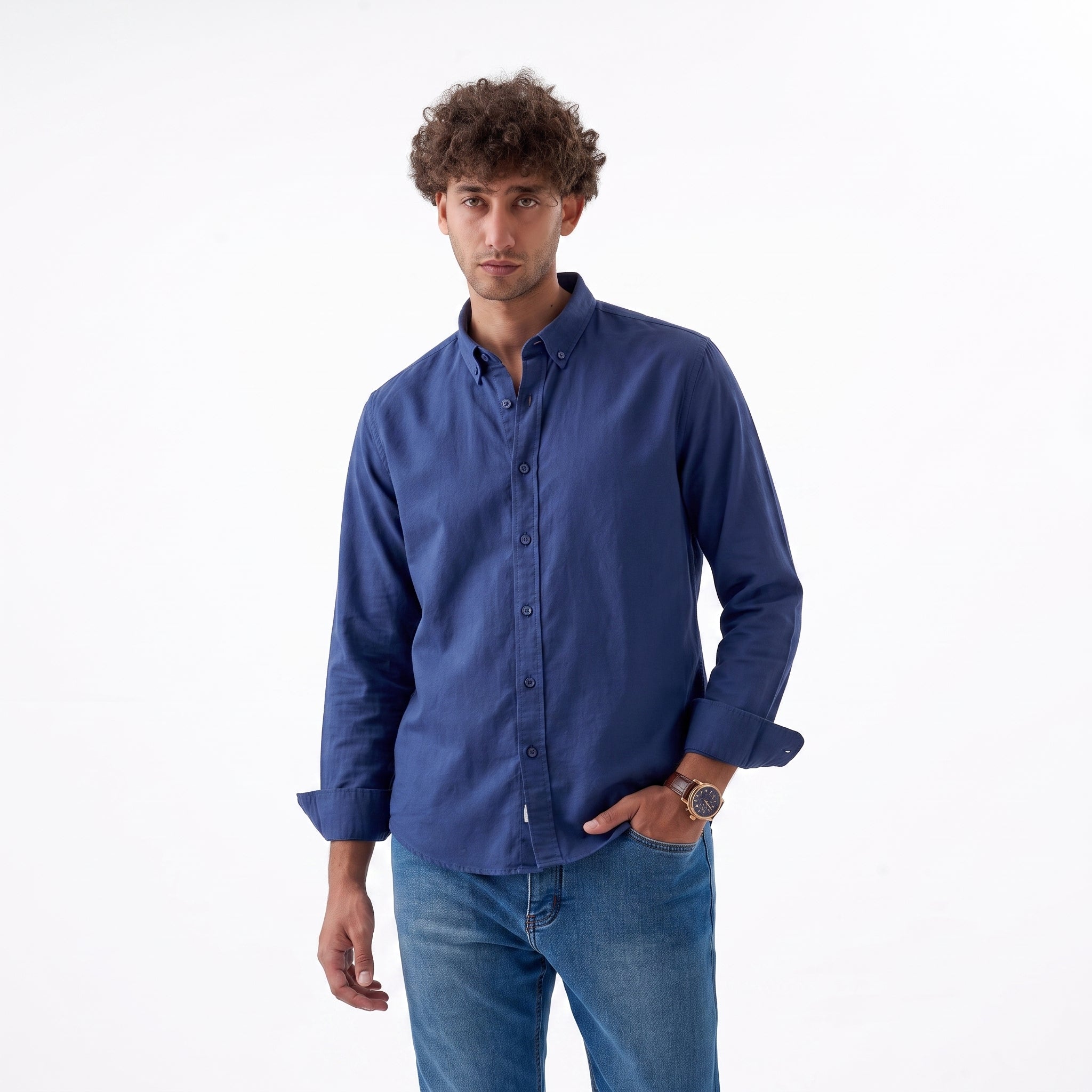 ACTIV PLAIN L/S OXFORD SHIRT - انديجو