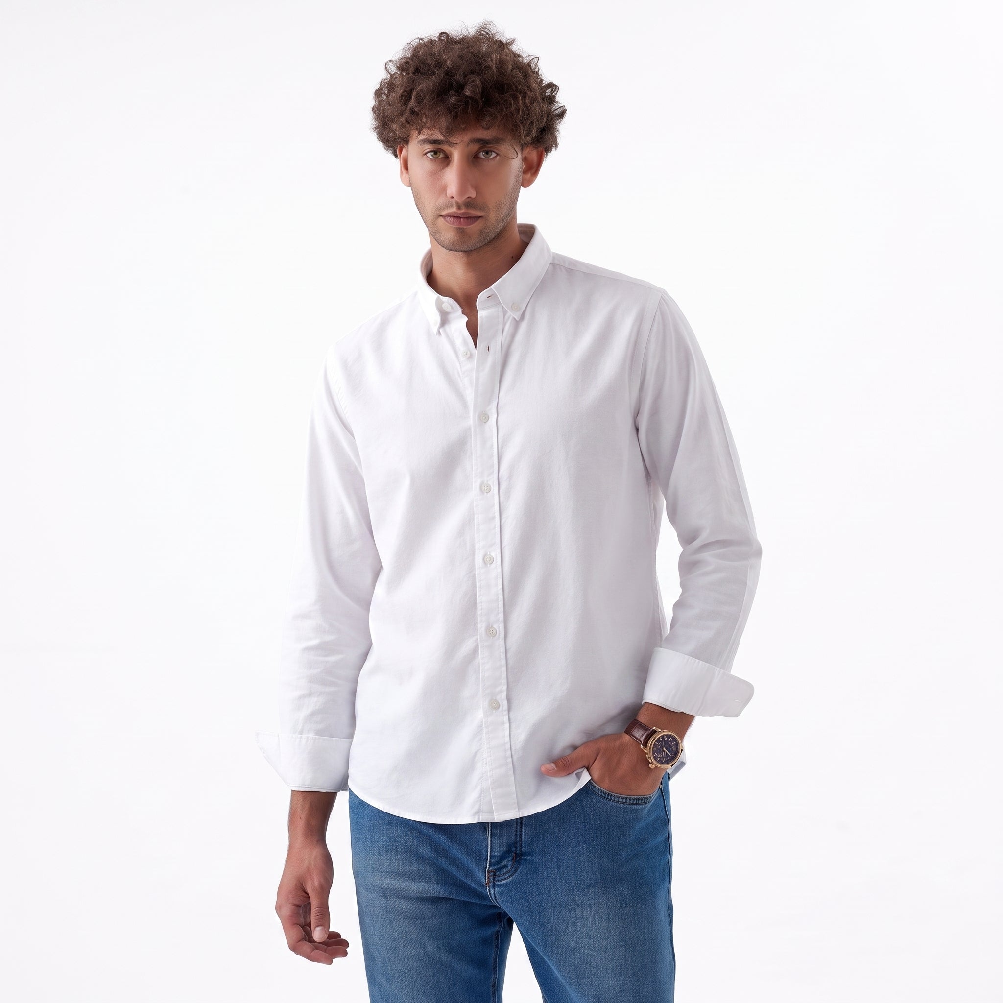 ACTIV PLAIN L/S OXFORD SHIRT - WHITE
