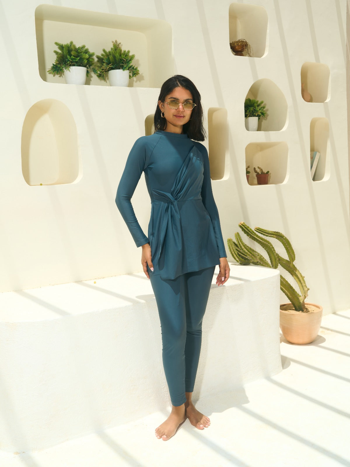 ARWA SET-DRAPED ASYMMETRICAL Burkini - PETROL