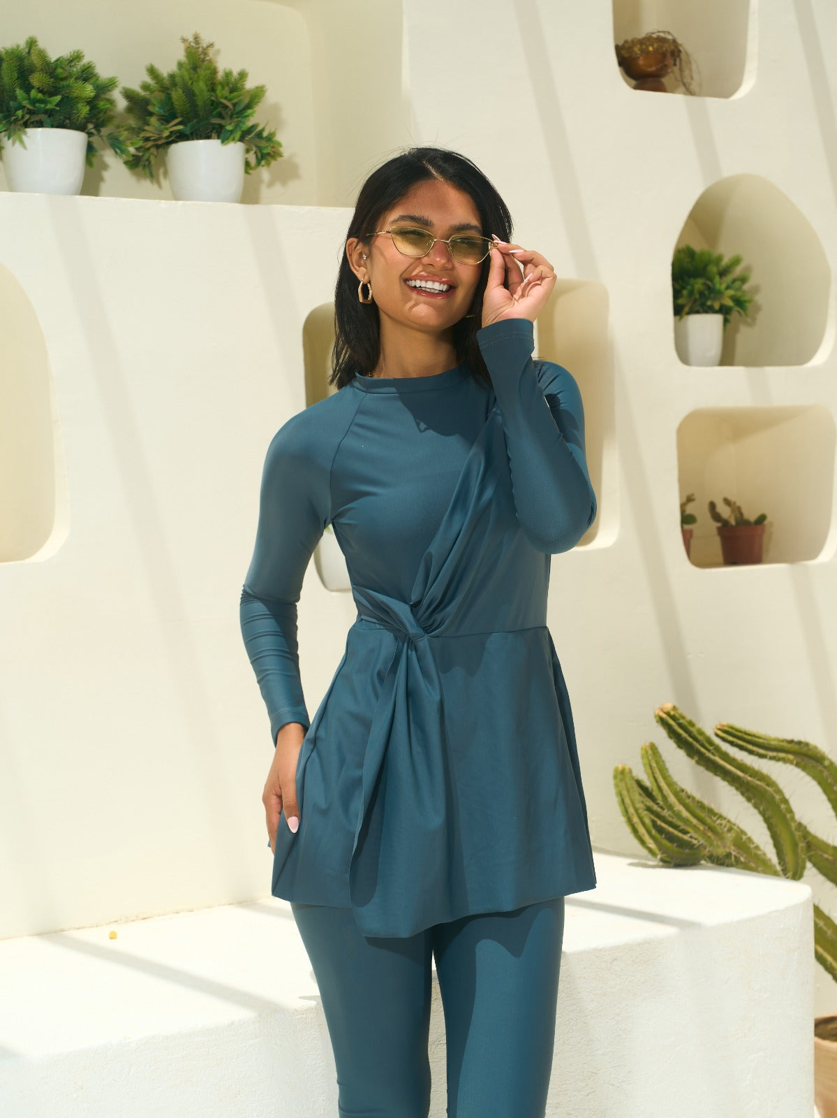 ARWA SET-DRAPED ASYMMETRICAL Burkini - PETROL