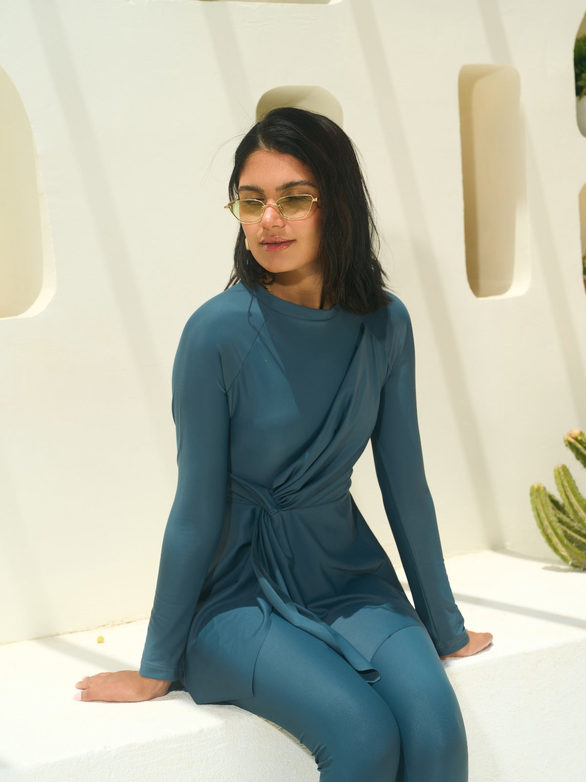 ARWA SET-DRAPED ASYMMETRICAL Burkini - PETROL