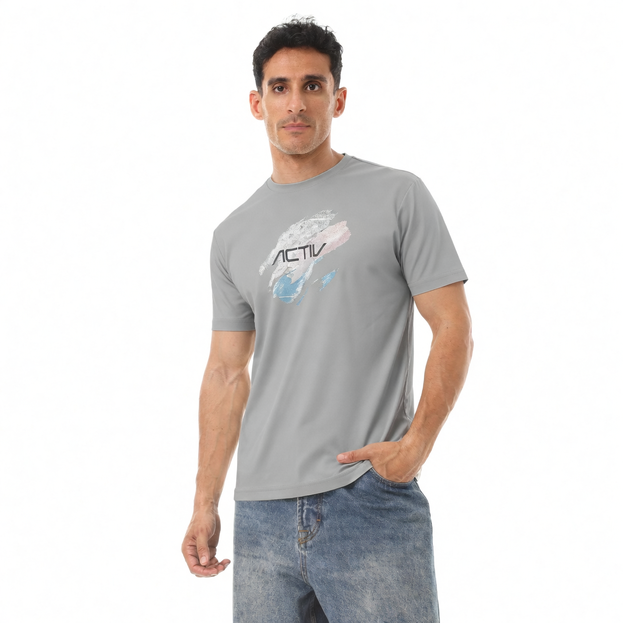 ACTIV MEN'S BASIC T-SHIRT - SILVER